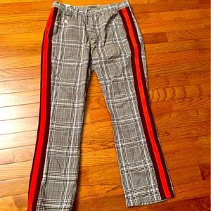 Mother plaid ankle trousers with side stripe.